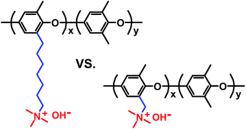 Graphical abstract: Poly(phenylene oxide) functionalized with quaternary ammonium groups via flexible alkyl spacers for high-performance anion exchange membranes