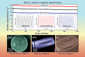 Graphical abstract: MnO2 nanostructures with three-dimensional (3D) morphology replicated from diatoms for high-performance supercapacitors