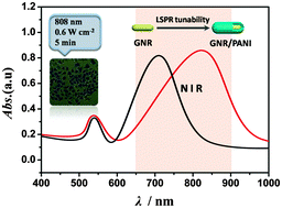 Graphical abstract: Fine-tuning the LSPR response of gold nanorod–polyaniline core–shell nanoparticles with high photothermal efficiency for cancer cell ablation