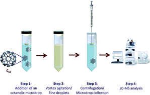 Graphical abstract: Fast determination of aqueous fullerene C60 aggregates by vortex-assisted liquid–liquid microextraction and liquid chromatography-mass spectrometry