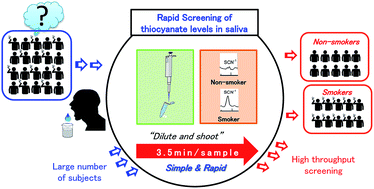 Graphical abstract: Simple and rapid screening of the thiocyanate level in saliva for the identification of smokers and non-smokers by capillary electrophoresis with contactless conductivity detection