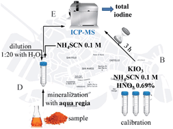 Graphical abstract: A procedure for the quantification of total iodine by inductively coupled plasma mass spectrometry, and its application to the determination of iodine in algae sampled in the lagoon of Venice