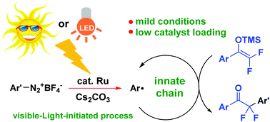 Graphical abstract: Visible-light-initiated difluoromethylation of arene diazonium tetrafluoroborates