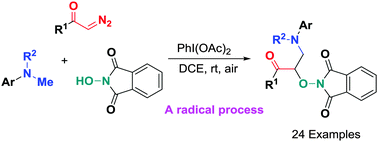 Graphical abstract: Metal-free C(sp3)–H functionalization: oxidative carbo-oxygenation of α-diazo carbonyls via radical dediazotization