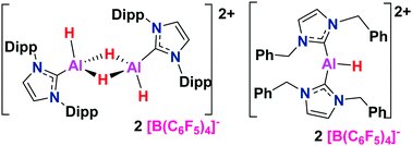 Graphical abstract: Cationic aluminum hydride complexes: reactions of carbene–alane adducts with trityl-borate