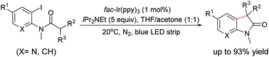 Graphical abstract: Intramolecular 1,5-H transfer reaction of aryl iodides through visible-light photoredox catalysis: a concise method for the synthesis of natural product scaffolds