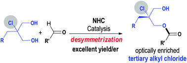 Graphical abstract: Carbene-catalyzed desymmetrization of 1,3-diols: access to optically enriched tertiary alkyl chlorides