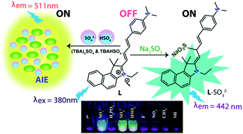 Graphical abstract: A solo fluorogenic probe for the real-time sensing of SO32− and SO42−/HSO4− in aqueous medium and live cells by distinct turn-on emission signals