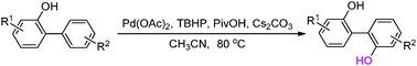 Graphical abstract: Synthesis of 2,2′-biphenols through direct C(sp2)–H hydroxylation of [1,1′-biphenyl]-2-ols