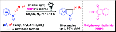 Graphical abstract: N-Hydroxyphthalimide: a new photoredox catalyst for [4+1] radical cyclization of N-methylanilines with isocyanides