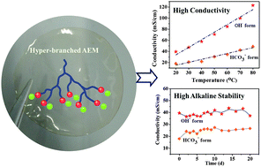 Graphical abstract: Hyper-branched anion exchange membranes with high conductivity and chemical stability