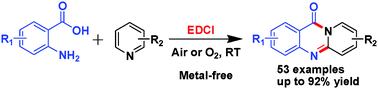 Graphical abstract: Condensation of anthranilic acids with pyridines to furnish pyridoquinazolones via pyridine dearomatization