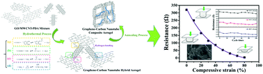 Graphical abstract: Viable synthesis of highly compressible, ultra-light graphene–carbon nanotube composite aerogels without additional reductant and their applications for strain-sensitivity