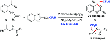 Graphical abstract: Visible-light-mediated radical oxydifluoromethylation of olefinic amides for the synthesis of CF2H-containing heterocycles