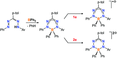 Graphical abstract: Stable, crystalline boron complexes with mono-, di- and trianionic formazanate ligands