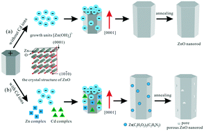 Graphical abstract: Low-temperature solution synthesis of a ZnO nanorod array with a mesoporous surface mediated by cadmium ions