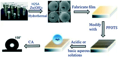 Graphical abstract: One-pot hydrothermal synthesis of ZnC4O4 concave microspheres with superhydrophobic and superoleophilic properties