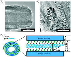 Graphical abstract: Synthesis of double-wall nanoscrolls intercalated with polyfluorinated cationic surfactant into layered niobate and their magnetic alignment