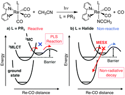 Graphical abstract: Theoretical study on mechanism of the photochemical ligand substitution of fac-[ReI(bpy)(CO)3(PR3)]+ complex