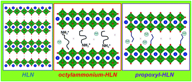 Graphical abstract: Solid-state NMR characterization of the structure and thermal stability of hybrid organic–inorganic compounds based on a HLaNb2O7 Dion–Jacobson layered perovskite