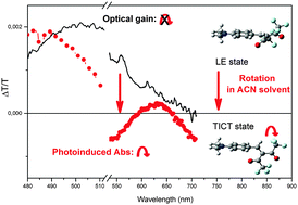 Graphical abstract: Long-living optical gain induced by solvent viscosity in a push–pull molecule