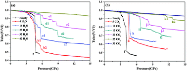 Graphical abstract: Nanostructured water and carbon dioxide inside collapsing carbon nanotubes at high pressure