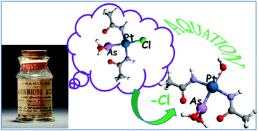 Graphical abstract: The role of arsenic in the hydrolysis and DNA metalation processes in an arsenous acid–platinum(ii) anticancer complex