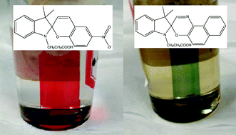 Graphical abstract: Suitability of N-propanoic acid spiropyrans and spirooxazines for use as sensitizing dyes in dye-sensitized solar cells