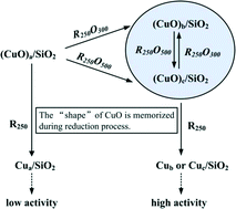 Graphical abstract: Reshaping CuO on silica to generate a highly active Cu/SiO2 catalyst