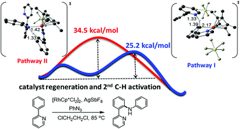 Graphical abstract: A potential role of a substrate as a base for the deprotonation pathway in Rh-catalysed C–H amination of heteroarenes: DFT insights