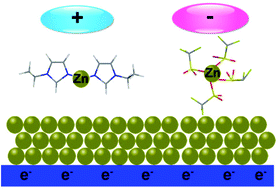 Graphical abstract: Suppressing the dendritic growth of zinc in an ionic liquid containing cationic and anionic zinc complexes for battery applications