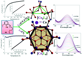 Graphical abstract: Competitive coordination aggregation for V-shaped [Co3] and disc-like [Co7] complexes: synthesis, magnetic properties and catechol oxidase activity