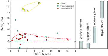 Graphical abstract: Sources and fate of high levels of ammonium in surface water and shallow groundwater of the Jianghan Plain, Central China