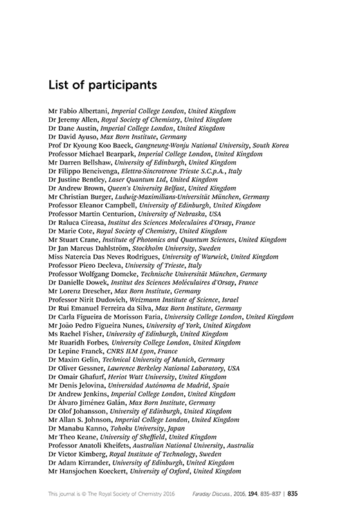 List of participants