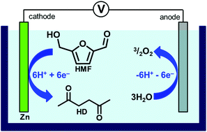 Graphical abstract: Electrochemical reductive biomass conversion: direct conversion of 5-hydroxymethylfurfural (HMF) to 2,5-hexanedione (HD) via reductive ring-opening