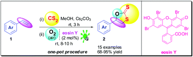 Graphical abstract: Eosin Y catalyzed difunctionalization of styrenes using O2 and CS2: a direct access to 1,3-oxathiolane-2-thiones