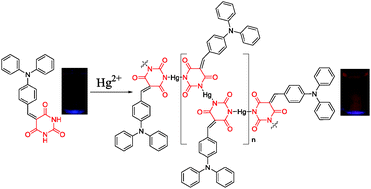 Graphical abstract: Barbituric acid–triphenylamine adduct as an AIEE-type molecule and optical probe for mercury(ii)