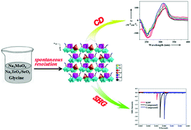 Graphical abstract: Chiral polyoxomolybdate-based hybrid compounds obtained by spontaneous resolution: syntheses, structures and non-linear optical properties