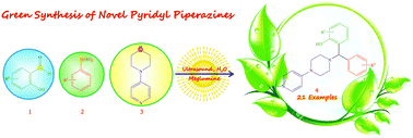 Graphical abstract: Sonochemistry – an innovative opportunity towards a one-pot three-component synthesis of novel pyridylpiperazine derivatives catalysed by meglumine in water