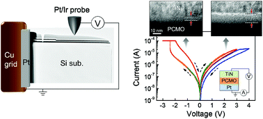 Graphical abstract: In situ TEM observation on the interface-type resistive switching by electrochemical redox reactions at a TiN/PCMO interface