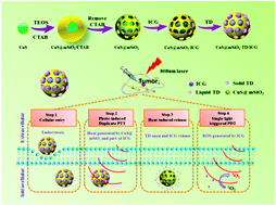 Graphical abstract: A single-light triggered and dual-imaging guided multifunctional platform for combined photothermal and photodynamic therapy based on TD-controlled and ICG-loaded CuS@mSiO2