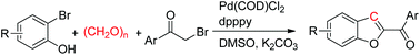 Graphical abstract: Palladium-catalyzed paraformaldehyde insertion: a three-component synthesis of benzofurans
