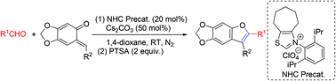 Graphical abstract: N-Heterocyclic carbene-triggered transition-metal-free synthesis of 2,3-disubstituted benzofuran derivatives