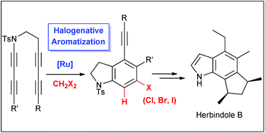 Graphical abstract: Hydrohalogenative aromatization of multiynes promoted by ruthenium alkylidene complexes