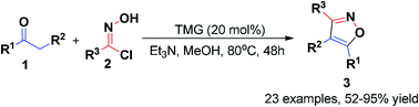 Graphical abstract: Enolate-mediated 1,3-dipolar cycloaddition reaction of β-functionalized ketones with nitrile oxides: direct access to 3,4,5-trisubstituted isoxazoles