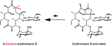 Graphical abstract: Enhancement of the properties of a drug by mono-deuteriation: reduction of acid-catalysed formation of a gut-motilide enol ether from 8-deuterio-erythromycin B