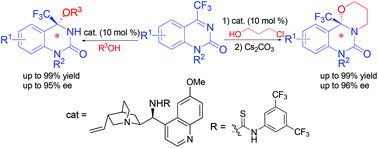 Graphical abstract: Organocatalytic asymmetric addition of alcohols to cyclic trifluoromethyl ketimines: highly enantioselective synthesis of chiral N,O-ketals
