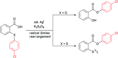 Graphical abstract: Carboxyl radical-assisted 1,5-aryl migration through Smiles rearrangement
