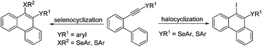 Graphical abstract: (Biphenyl-2-alkyne) derivatives as common precursors for the synthesis of 9-iodo-10-organochalcogen-phenanthrenes and 9-organochalcogen-phenanthrenes