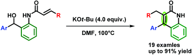 Graphical abstract: Intramolecular cyclization of diarylmethanols and α,β-unsaturated amides promoted by KOt-Bu/DMF: a metal-free approach towards 3,4-disubstituted quinolinones